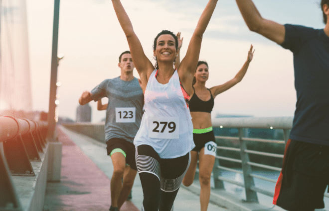 Runners feeling runner's high after race